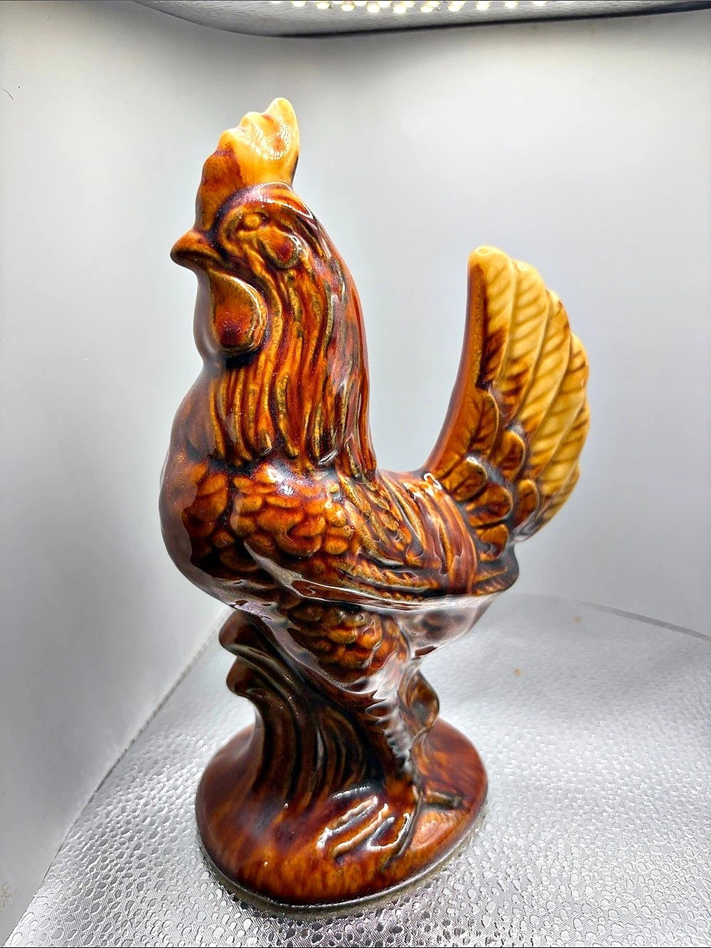 Rooster Ceramic Figurine in Brown & Orange